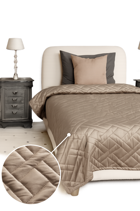 Покрывало стеганое велюровое ADRIA Decor Magic, MONO, BEIGE<MONO, 135*230, односпальное, BEIGE>